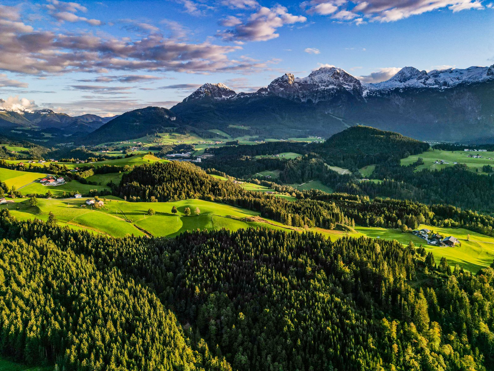 Alps valley aerial drone summer