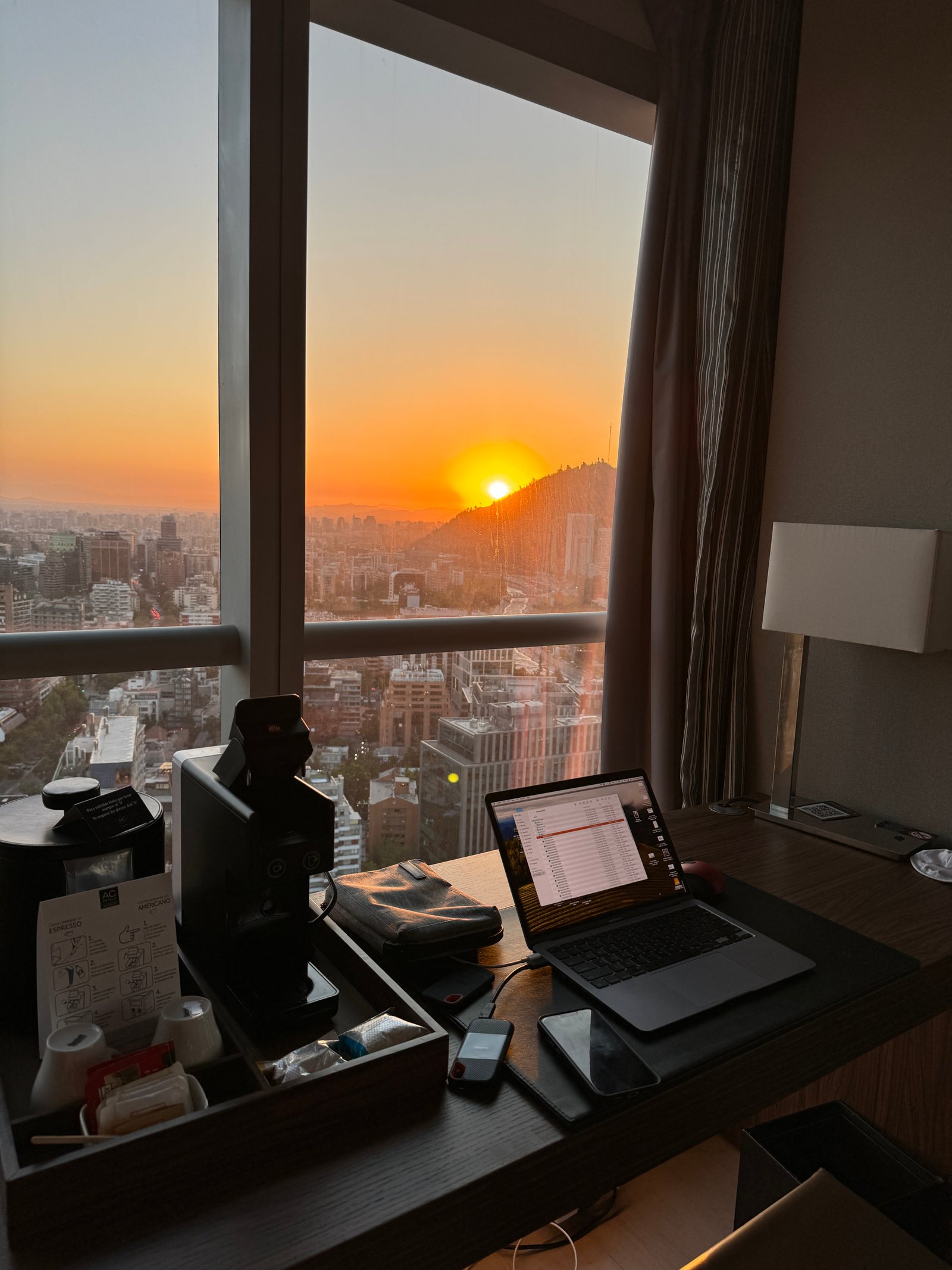 AC Hotel Santiago sunset cityscape panorama of Santiago, Chile