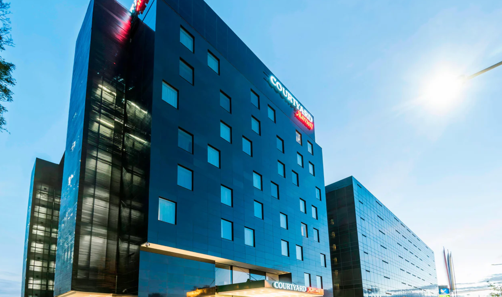 Courtyard Bogotá Airport hotel modern facade exterior, Colombia