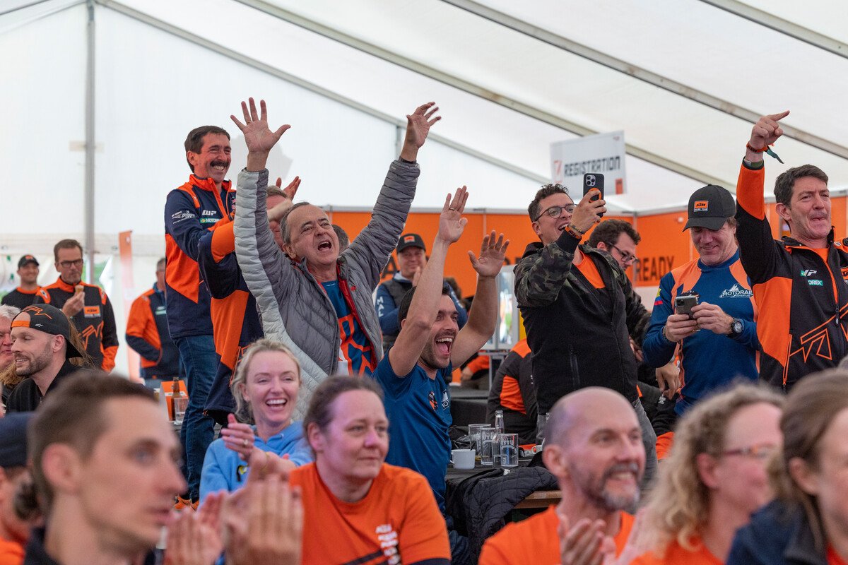 Crowd celebrating at the closing night event