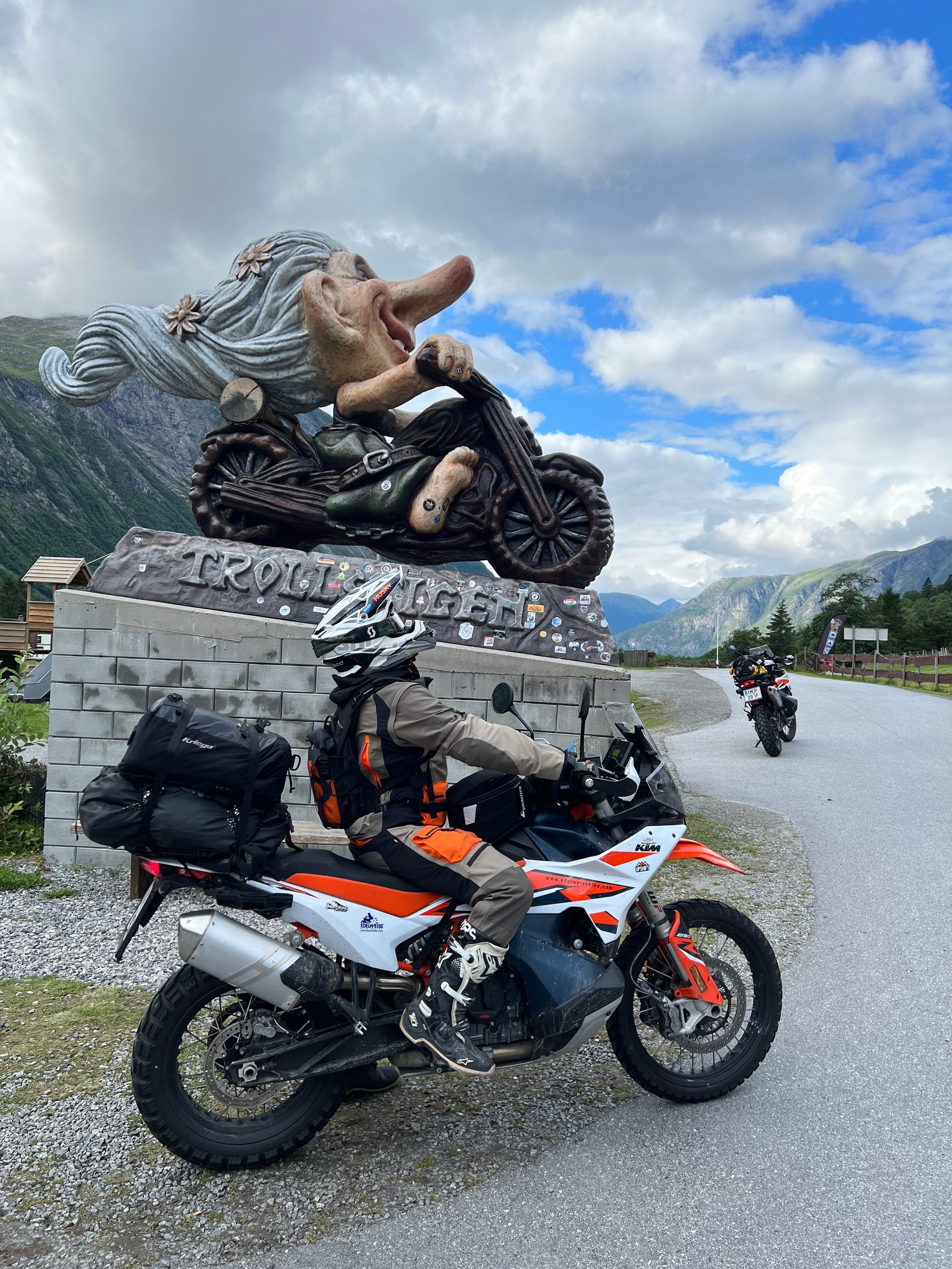 KTM and a Norwegian troll statue on the mountain route